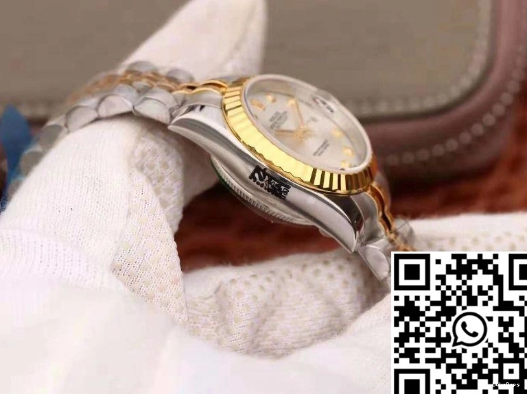 28MM 18K Datejust Rolex Gold Silver Lady Dial 1022